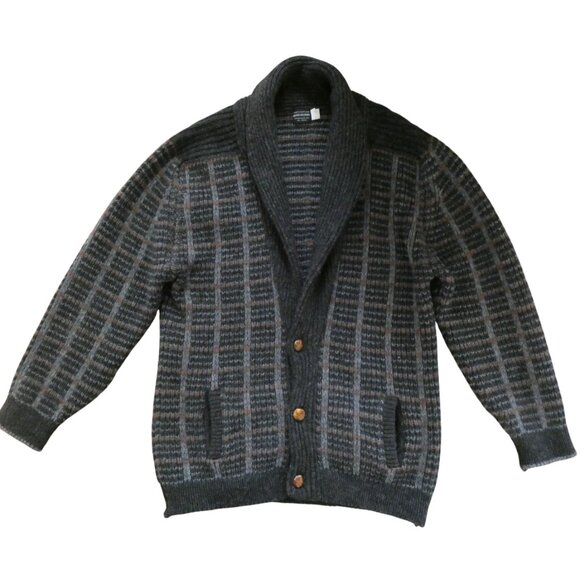 vtg BROOKS BROTHERS heavy wool knit Cardigan sweater sz L Scotland - Picture 1 of 6